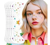 Kireida Pride Lentiggini Viso Tatuaggio Arcobaleno Farfalla Brillantini Decorazioni Temporanee Resistenti All’acqua LGBTQ+ Trucco Scintillante Per Sfilate Eventi Festivi