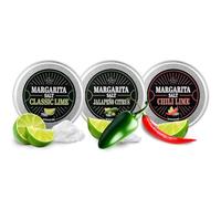 Kiri & Sons Cocktails - Set di 3 saline aromatizzate per margarita e cocktail, 99,2 g, peperoncino lime, jalapeno agrumi, lime classico, habanero e miele, senza biossido di silicio, coperchio facile