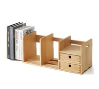 KIRIGEN Organizer da Scrivania in Legno - Scaffale Regolabile ed Estensibile con Cassetto - Libreria e Portadocumenti, Completamente Assemblato, Ideale per Ufficio e Casa colore naturale