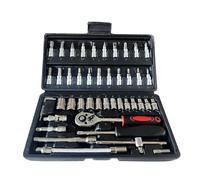 KiriNavi Set di chiavi a bussola, 46 pezzi, 1/4", set di chiavi a cricchetto con punte metriche e barra di estensione per riparazione auto e manutenzione domestica