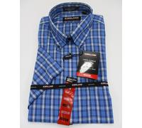 Kirkland Signature Uomo Camicia Casual M Blu Plaid Non Stirare Manica Corta