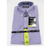 Kirkland Signature Uomo Camicia Casual S Violetto Viola Plaid Non Stirare Manica