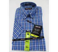 Kirkland Signature Uomo Camicia S BLU Plaid Non Stirare Manica Corta S a Scacchi