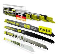 KIRNER Set di 12 lame per sega a sciabola per legno, metallo e legno verde, con attacco universale, appositamente per legno, metallo, legno e chiodi e legno verde, con scatola inclusa