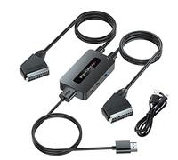 Kirolle Convertitore 2 x Scart a HDMI con Interruttore di Rapporto 4: 3/16: 9, Dual Scart a HDMI per Dispositivi più Vecchi da Visualizzare su HDTV