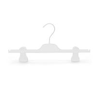 Kiroplast 15 Grucce per Pantaloni Pinza Stampelle Salvaspazio Appendini Plastica Pinze Clip Gonne Appendini Gonne Grucce 36cm (Bianco Lucido Gancio Argento)