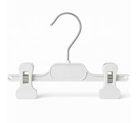 Kiroplast 20 Grucce per Pantaloni Bambini Bianche, Appendini in Plastica con Clip per Gonne 24cm