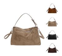 Kirposh Borsa a tracolla da donna in pelle scamosciata retrò con tracolla regolabile - Borse a nuvola morbide in pelle scamosciata, borsa a tracolla casual e for tutti i giorni(Khaki)