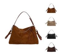 Kirposh Borsa a tracolla da donna in pelle scamosciata retrò con tracolla regolabile - Borse a nuvola morbide in pelle scamosciata, borsa a tracolla casual e for tutti i giorni(Brown)