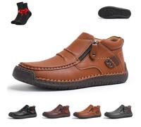 Kirposh The First Young Shoes Uomo, Thefirstyoung Stivali in pelle ortopedici, Stivali in slip-on, Scarpe casual in pelle da uomo(Light brown (velvet),40 EU)