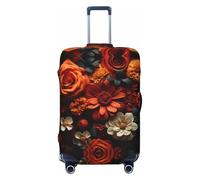 Kirrowe A Feast Of Roses And Chrysanthemums - Copertura protettiva antigraffio per bagagli da 45,7 a 81,3 cm, nero, Large