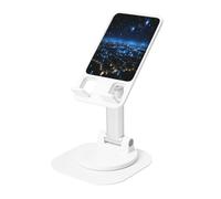 KIRROWE Blue Lights in The City at Night - Supporto da scrivania regolabile per iPhone e tutti i telefoni, rotazione a 360°, pieghevole integrato