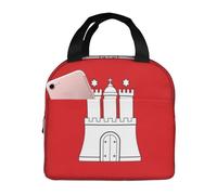 KIRROWE Borsa per il pranzo con bandiera di Amburgo per donne e uomini, tessuto Oxford resistente e lamina spessa, perfetta per lavoro e attività all'aperto