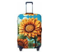 Kirrowe Sunflowers Under The Blue Sky - Copertura protettiva per valigia, antigraffio, adatta per bagagli da 45,7 a 81,3 cm, nero, XL, Nero , XL