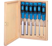 Set di scalpelli Kirschen con manico bicomponente in cassetta di legno 6-10-12-16-20-26 mm Quantità:1