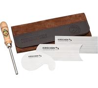 Kirschen 3824001 - Set di 3 lame (marrone, con custodia in pelle, lama rettangolare/concava/collo di cigno, lama di traino in acciaio, strumento in legno, scelta ideale per lavori di precisione del