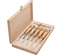 KIRSCHEN Set di 6 scalpelli in zinco, coltello da taglio e 5 scalpelli da 4, 6, 10, 16, 20 mm con angolo di 25° e lunghezza di 240 mm, per legno morbido e medio-duro