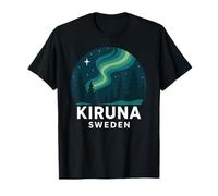 Kiruna Svezia Aurora Boreale Aurora Boreale Retro Artico Maglietta