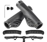 KIRZAX 1 Coppia Manopole Bici Ergonomiche 22mm, Anti-Slip con Doppio Lock, +1 Coppia 10,5mm Coperchi Leva Freno Silicone - per MTB/Trekking/Bici Stradale