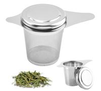 KIRZAX 1 PCS Filtri per Tisane Sfuse in Acciaio Inox Colino per Tisane con Coperchio Setaccio,Infusore Per Tisane,Inossisabile a Rete Fine,Infusore tè per Teiere,Tazze e Tazzine