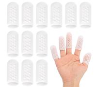 KIRZAX 12 Pezzi Protezioni per in Silicone, Proteggi Dita Pollici,Gel Manicotti per Dita e Pollici,Elasticità Gel Protezioni Per Dita,Ideali per Casa e Lavoro(Bianco)