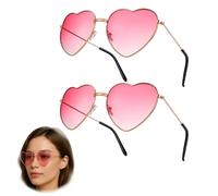KIRZAX 2 Pezzi Occhiali da Sole Cuore, Hippy Occhiali a Forma di Cuore, Occhiali da Festa, Vintage Occhiali da Sole Da Festa a Forma di Cuor,Per Feste Compleanno Carnevale Novità per Adulti/Bambino