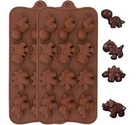 KIRZAX 2 Pezzi Stampo in Silicone 12 Cavità per Pasticceria a Forma di Dinosauro,Stampo Silicone per Cioccolato, Riutilizzabile,Antiaderente,per Caramelle Cioccolatini Praline Decorazione di Torte