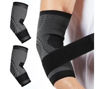 KIRZAX 2 Pezzi Tutore Epicondilite Gomito,Tutore A Compressione Per Gomito, Gomitiera per Tendinite, Tutore Gomito per Uomo e Donne,Per Gomito, Fascia Gomito Palestra,Tennis,Golf(Nero + Cinturino, L)