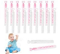 KIRZAX 20 Bacchette Per Bolle Sapone a Forma Cuore,con 5 Fori,Bolle di Sapone Mini per Bambini, Regalini Fine Festa Compleanno Bambini, Bolle di Sapone Matrimonio, Nessun liquido(Rosa e Bianco)