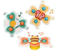 KIRZAX 3 Pezzi Giochi Bagnetto Neonato,Ventosa Spinner Top Giocattoli,Ape Farfalla lumache Giocattoli per Bagno Del Bambino,Spinner Bambini Giochi da Viaggio Sicuri e Affidabili