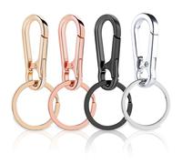 KIRZAX 4pcs Moschettone Portachiavi in Metallo per Uomo, con Anillo - per Zaino, Cintura & Chiavi Auto, adatto per Gancho di Corde