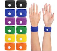 KIRZAX 6 coppie di braccialetti contro il mal d'auto, braccialetti per prevenire il mal di mare e le vertigini, adesivi essenziali contro il mal d'auto per bambini e adulti