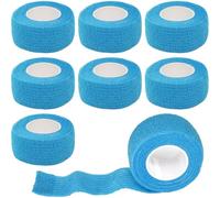 KIRZAX 8 Rotoli Benda Elastica Coesiva 2.5cm x4.5m, Elastica Garza Autoadesiva Bende Sport Nastro Salvapelle,per Mani, Piedi, Ginocchia(Blu)