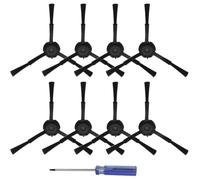 KIRZAX 8pcs Spazzola Laterale Nera per Roborock, Roborock Ricambi adatta a S50/S7/S8/Q1/Qrevo-Serie, con cacciavite, Kit per Robot Aspirapolvere