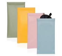 KIRZAX Custodia Occhiali confezione da 4,Custodia Occhiali Morbida,Porta Occhiali da Borsa,Pelle Sintetica Morbida, Resistente ai Graffi e Portatile, Morbida, Unisex