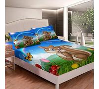 Kis - Set di lenzuola con motivo a forma di scoiattolo, per bambine, motivo floreale, per bambini, ideale come decorazione per la camera dei bambini, motivo animale, king size con 2 federe