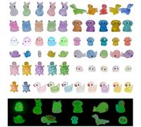 Kisajar 60 mini animali luminosi in resina, statuette di animali in miniatura da nascondere, come piccole anatre, coniglietti, piccole rane, ecc., accessori che si illuminano al buio per decorare