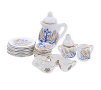 Kisangel 1 set da tè in porcellana per bambine, cucina, gioco di finzione, principessa, set da gioco per l'ora del tè, con mini teiera, tazze, miniature, accessori da cucina per case delle