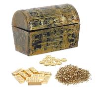 Kisangel 1 Set Miniature Casa delle Bambole Scrigno del, Monete e in Miniatura, Accessori per Pirati, Accessori in Lega Dorata per Decorazioni di Scene di Casa delle Bambole, 3.58 x 2.69 x