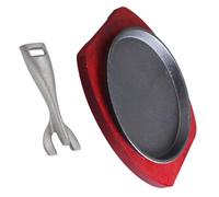 Kisangel 1 Set Piastra da Antiaderente con Base Legno per Bistecche per BBQ e Cene Colore Casuale