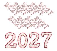 Kisangel 10 set di applicazioni numeriche da cucire: 2027 toppe numeriche con strass e perle - Applicazioni termoadesive per zaini, maglie, toghe di laurea, scarpe, borse, riparazione di vestiti