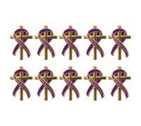 Kisangel 10 spille a forma di nastro funebre, bomboniere cristiane commemorative per feste, croce religiosa, boutonnière per risvolto, zaini, lutto, giorno della memoria, viola