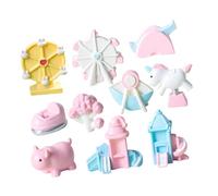 Kisangel 10pezzi Miniature Playground Decorazioni Giocattoli Miniature Per Casette Delle Bambole Include Ruota Panoramica Nave Pirata e Dondolo Accessori Creativi Per Paesaggi