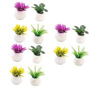 Kisangel 12 Miniature Potted Plants Realistic Tiny Artificial Succulents For Mini House Decor Bonsai Shelf And Garden Accessories Home Decoration Gift