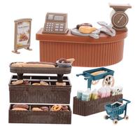 Kisangel 1set Accessori Miniature Per Panetteria Prop Mini Boulangerie Con Pane e Carrello Per Bambole Decorazione Per Casa Delle Bambole e Giocattoli Da Collezione