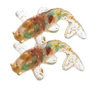 Kisangel 2 Koi Cristallo Decorativo da Tavolo Piccole Figurine in Realistiche per Ufficio e Casa Fortuna con Agata e Foglia