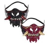 Kisangel 2 maschere da samurai: maschere per la parte inferiore del viso - per giochi di guerra demoniaca giapponese, costumi di Halloween, feste in maschera, cosplay, accessori in plastica