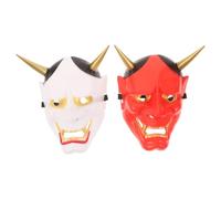 Kisangel 2 maschere di demone giapponese per Halloween, con lunghe corna