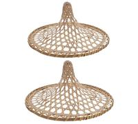 Kisangel 2 Pezzi Cappello di Bambù Intrecciato Beige, Cappello Divertente e Buffo per Danza, Artigianato Finitura Fine, Accessorio di Scena per Decorare la Casa