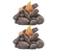 Kisangel 2 pezzi di falò in miniatura per casa delle bambole: di falò finto marrone chiaro, finto braciere per micro scene fai da te, decorazioni per il paesaggio, figurine di falò per accessori